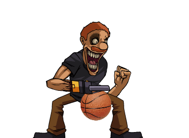 A Cartoon Drawing Of A Man Holding A Drill And A Basketball GIF