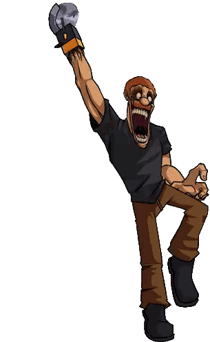 A Cartoon Drawing Of A Man Holding A Glove In The Air Sticker