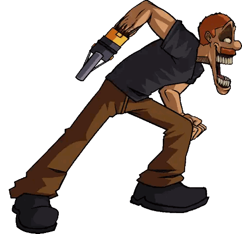 A Cartoon Drawing Of A Man Holding A Gun And Screaming Sticker