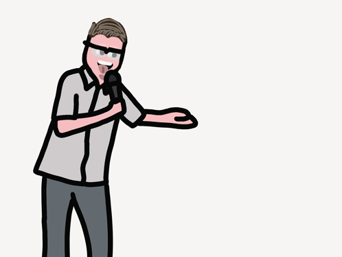 A Cartoon Drawing Of A Man Holding A Microphone With The Words Gotcha Bitch Written Below Him GIF