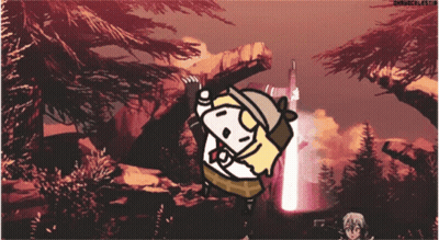 A Cartoon Drawing Of A Man Holding A Sword With The Words Miracelestial On The Bottom Right GIF