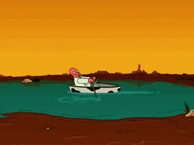 A Cartoon Drawing Of A Man In A Boat GIF