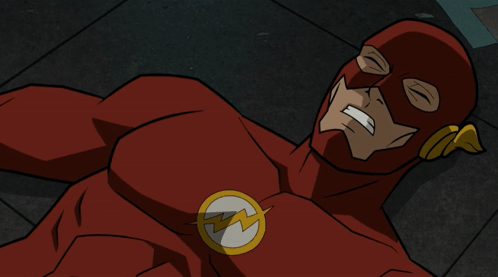 A Cartoon Drawing Of A Man In A Flash Costume GIF