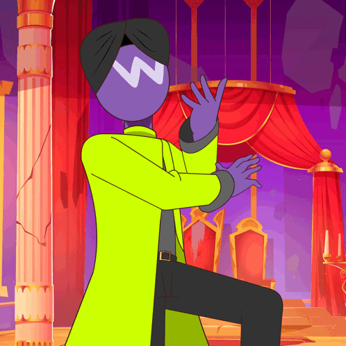A Cartoon Drawing Of A Man In A Neon Yellow Coat GIF