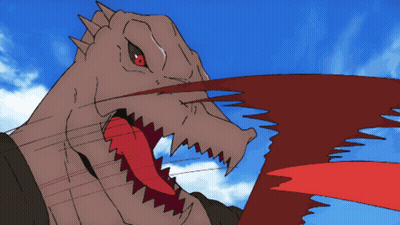 A Cartoon Drawing Of A Man In A Red Shirt With His Mouth Open GIF