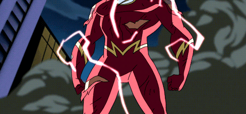 A Cartoon Drawing Of A Man In A Red Superhero Suit GIF