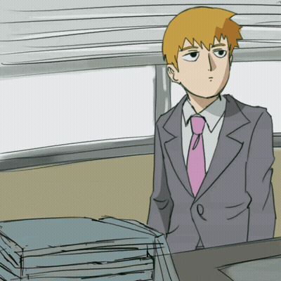 A Cartoon Drawing Of A Man In A Suit And Pink Tie GIF