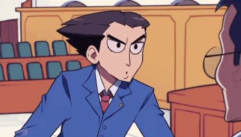 A Cartoon Drawing Of A Man In A Suit And Tie Talking To Another Man GIF