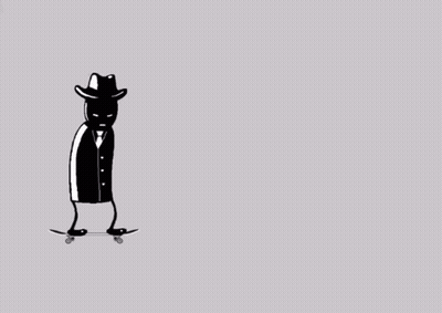 A Cartoon Drawing Of A Man In A Suit Standing Next To A Frog Wearing A Purple Hat GIF