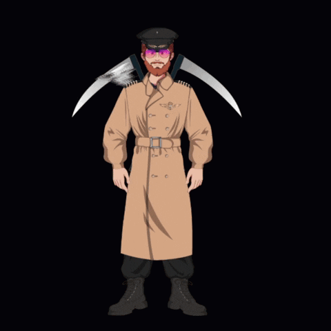 A Cartoon Drawing Of A Man In A Trench Coat And Hat GIF