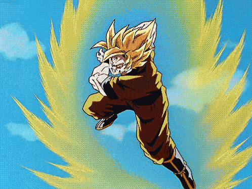 A Cartoon Drawing Of A Man In A Yellow Suit Flying Through The Air GIF