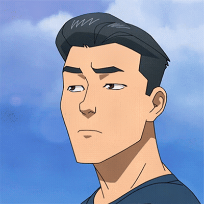 A Cartoon Drawing Of A Man 'S Face With A Blue Sky Behind Him GIF