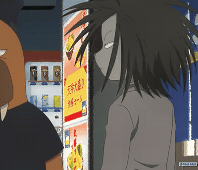 A Cartoon Drawing Of A Man Standing In Front Of A Boat Race Vending Machine GIF
