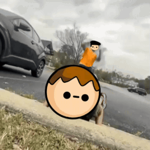 A Cartoon Drawing Of A Man Standing Next To A Black Car GIF