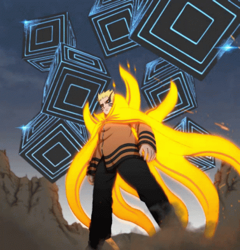 A Cartoon Drawing Of A Man Surrounded By Glowing Squares GIF