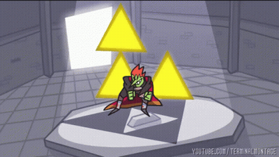 A Cartoon Drawing Of A Man Surrounded By Triangles With Youtube.com/terminalmontage In The Corner GIF