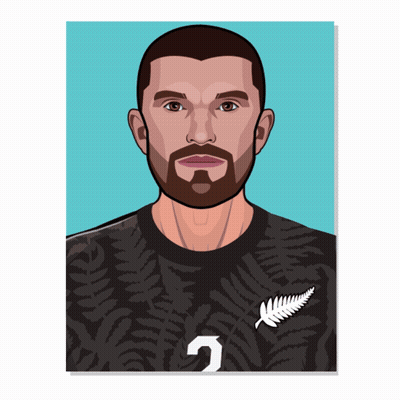 A Cartoon Drawing Of A Man Wearing A Black Shirt With A White Feather On It GIF
