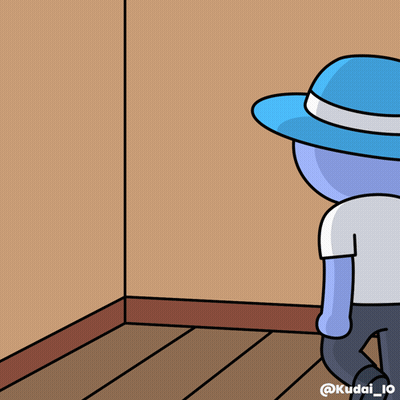 A Cartoon Drawing Of A Man Wearing A Blue Hat And A White Shirt By Kudai 10 GIF