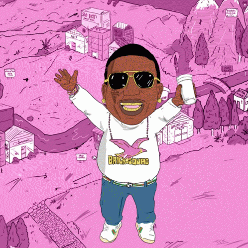 A Cartoon Drawing Of A Man Wearing A Bricksquad Shirt GIF