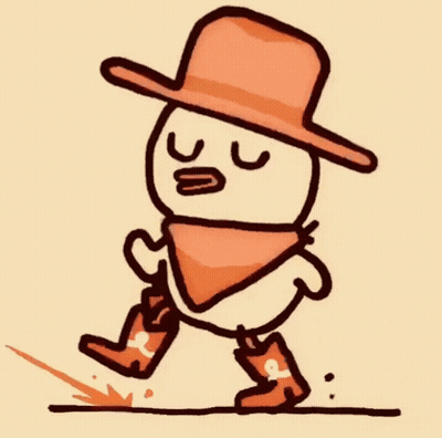 A Cartoon Drawing Of A Man Wearing A Cowboy Hat And Cowboy Boots GIF