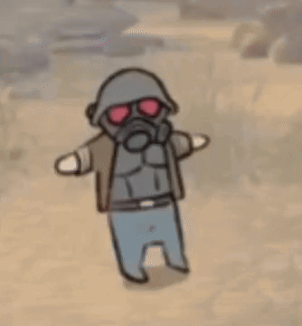 A Cartoon Drawing Of A Man Wearing A Gas Mask And Sunglasses . GIF