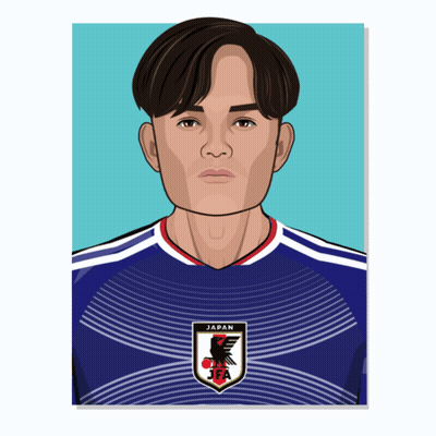 A Cartoon Drawing Of A Man Wearing A Jersey That Says Japan GIF