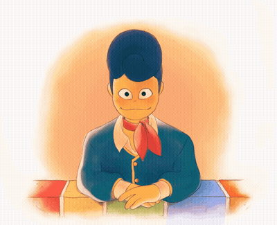 A Cartoon Drawing Of A Man Wearing A Red Scarf GIF
