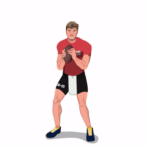 A Cartoon Drawing Of A Man Wearing A Red Shirt That Says 08-05 GIF
