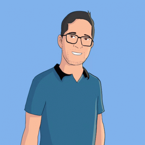 A Cartoon Drawing Of A Man Wearing Glasses And A Blue Shirt Giving A Thumbs Up GIF