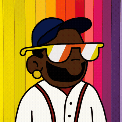 A Cartoon Drawing Of A Man Wearing Sunglasses And Suspenders GIF