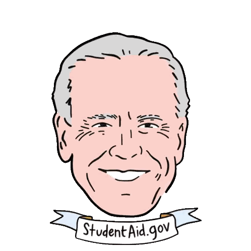 A Cartoon Drawing Of A Man With A Banner That Says Student Aid.gov Sticker