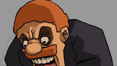A Cartoon Drawing Of A Man With A Beard And Big Teeth GIF