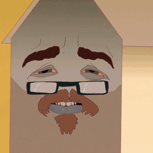 A Cartoon Drawing Of A Man With A Beard And Glasses GIF