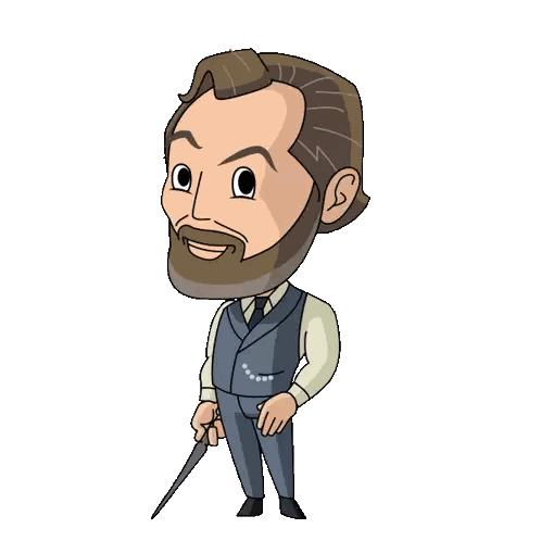 A Cartoon Drawing Of A Man With A Beard Holding A Magic Wand Sticker