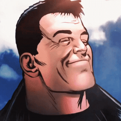A Cartoon Drawing Of A Man With A Beard Looking Up At The Sky GIF