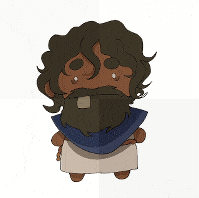 A Cartoon Drawing Of A Man With A Beard Wearing A Blue Scarf GIF