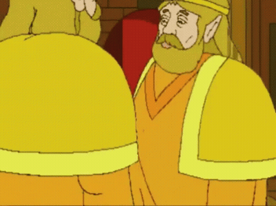 A Cartoon Drawing Of A Man With A Beard Wearing A Crown GIF