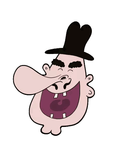 A Cartoon Drawing Of A Man With A Big Nose And A Top Hat Sticker