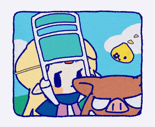 A Cartoon Drawing Of A Man With A Ladder On His Head GIF