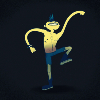 A Cartoon Drawing Of A Man With A Mohawk Dancing GIF