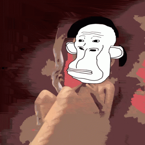 A Cartoon Drawing Of A Man With A Monkey Face On His Face GIF