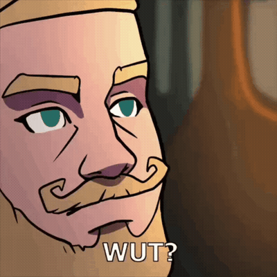 A Cartoon Drawing Of A Man With A Mustache And The Words Wut On His Face GIF