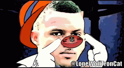 A Cartoon Drawing Of A Man With A Nfl Logo On His Nose GIF