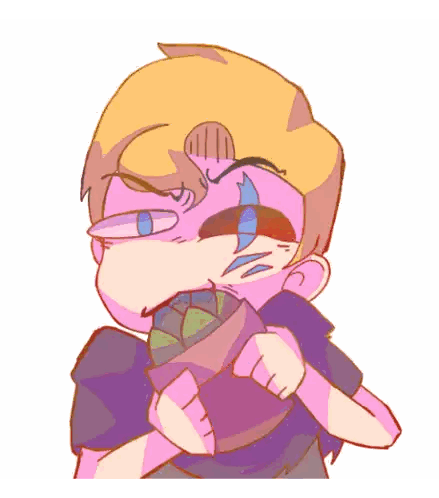 A Cartoon Drawing Of A Man With A Purple Shirt On Sticker