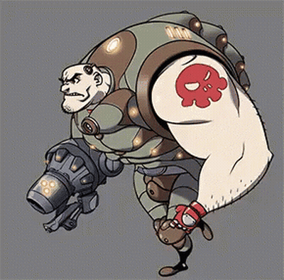 A Cartoon Drawing Of A Man With A Red Skull Tattoo On His Arm GIF