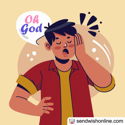 A Cartoon Drawing Of A Man With A Speech Bubble That Says Oh God GIF