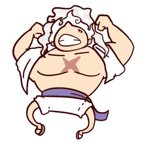 A Cartoon Drawing Of A Man With A X On His Chest Sticker