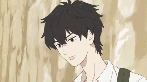 A Cartoon Drawing Of A Man With Black Hair GIF