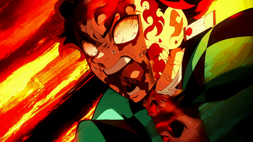A Cartoon Drawing Of A Man With Blood On His Face And A Sword In His Hand GIF