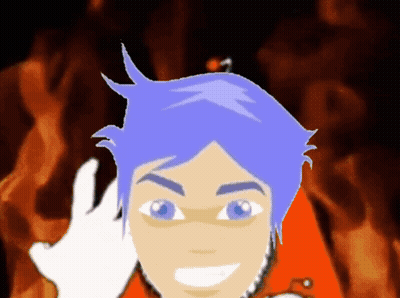 A Cartoon Drawing Of A Man With Blue Hair GIF